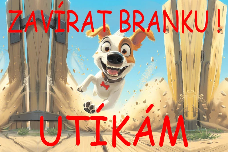 MAZLÍKOVÁ cedule - ZAVÍRAT BRANKU UTÍKÁM