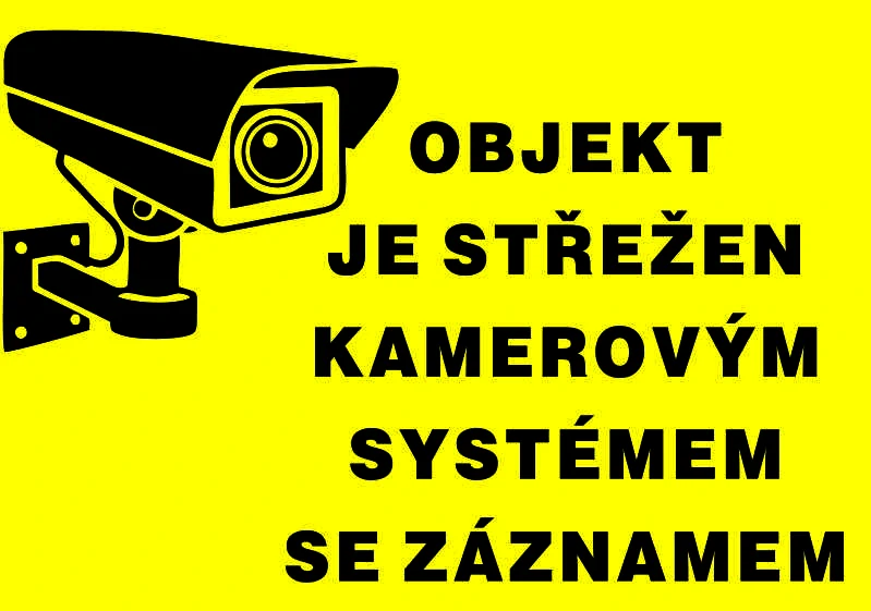 Plastová cedule - OBJEKT STŘEŽEN KAMEROU SE ZÁZNAMEM 1