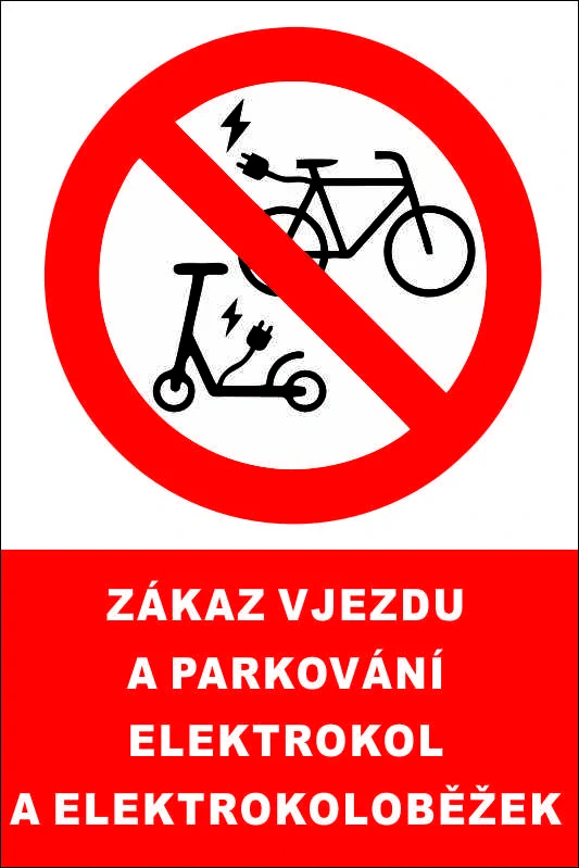 Plastová cedule - ZÁKAZ PARKOVÁNÍ ELEKTROKOL