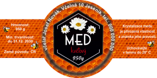 Samolepka na sklenice 120 x 60 mm - MED květový