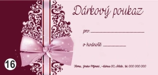 - 16 - dárkový poukaz - voucher - 200 x 95 mm