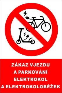 Plastová cedule - ZÁKAZ PARKOVÁNÍ ELEKTROKOL