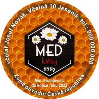 Kulatá samolepka 6 cm - MED květový